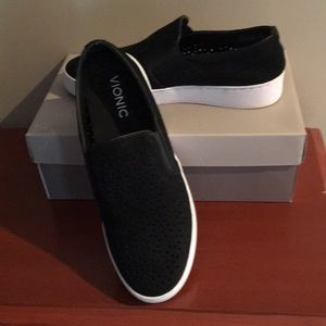 Bionic women’s sneakers. Slip-on. Size 8.5.  Black, perforated style.